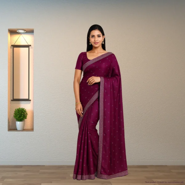 Festive Georgette Saree - Deep Magenta