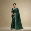 Festive Georgette Saree - Dark Forest Green