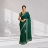 Festive Georgette Saree - Dark Forest Green