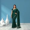 Festive Georgette Saree - Dark Forest Green
