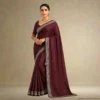 Festive Georgette Saree - Dark Maroon