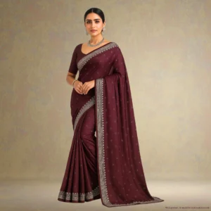 SS0GE0-4 Festive Georgette Saree - Dark Maroon