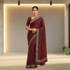 Festive Georgette Saree - Dark Maroon