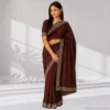 Festive Georgette Saree - Dark Maroon