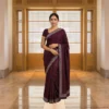 Festive Georgette Saree - Dark Maroon