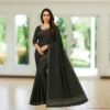 Festive Georgette Saree - Dark Olive Green