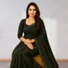 Festive Georgette Saree - Dark Olive Green