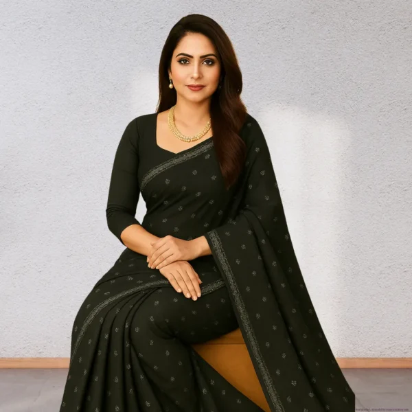 Festive Georgette Saree - Dark Olive Green