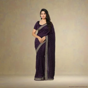 SSS0GE0-5 Festive Georgette Saree - Dark Plum