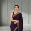 Festive Georgette Saree - Dark Plum