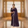 Festive Georgette Saree - Dark Plum