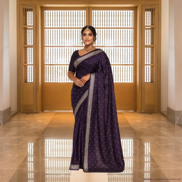 Festive Georgette Saree - Dark Plum