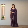 Festive Georgette Saree - Dark Plum