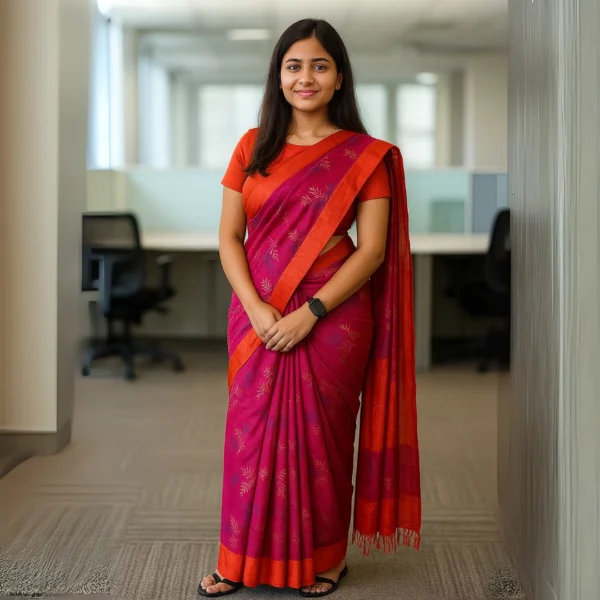 Elegant Dark Navy Blue Cotton Saree with Teal Green Border