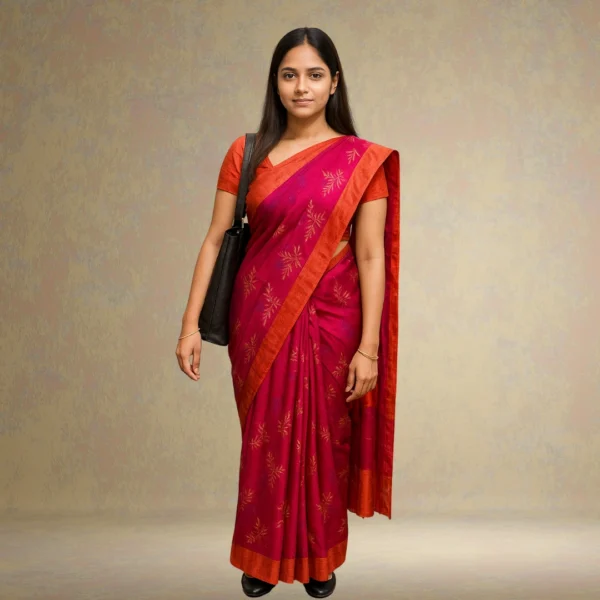 Elegant Dark Navy Blue Cotton Saree with Teal Green Border