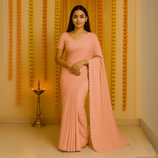 Elegant Dusty Rose Georgette Saree with Small Motifs