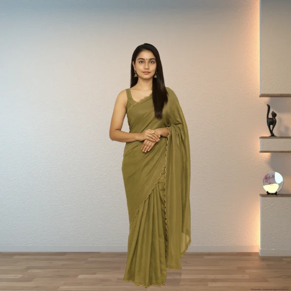 Elegant Golden Brown Georgette Saree with Small Motifs