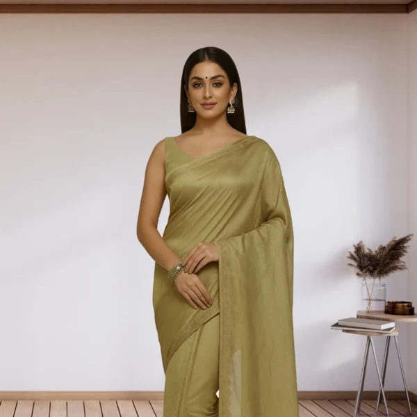 Elegant Golden Brown Georgette Saree with Small Motifs