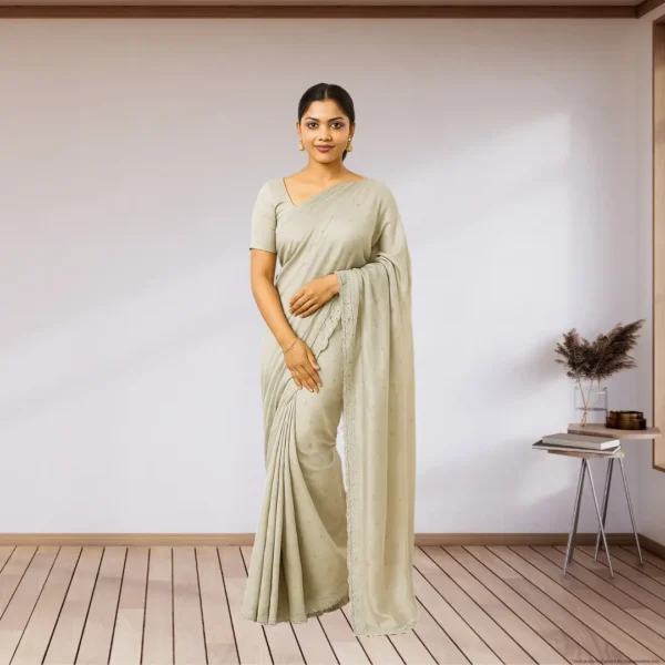 Elegant Grey Georgette Saree with Small Motifs