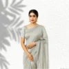 Elegant Grey Georgette Saree with Small Motifs