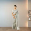 Elegant Grey Georgette Saree with Small Motifs