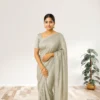 Elegant Grey Georgette Saree with Small Motifs