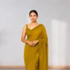 Elegant Golden Mustard Georgette Saree with Small Motifs