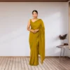 Elegant Golden Mustard Georgette Saree with Small Motifs