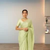 Elegant Soft Olive Georgette Saree with Small Motifs