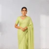 Elegant Soft Olive Georgette Saree with Small Motifs