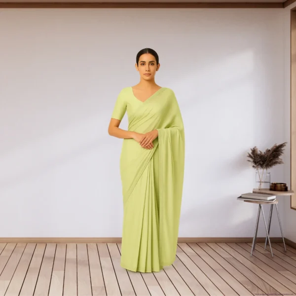 Elegant Soft Olive Georgette Saree with Small Motifs