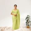 Elegant Soft Olive Georgette Saree with Small Motifs