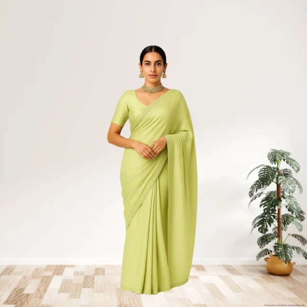 Elegant Soft Olive Georgette Saree with Small Motifs