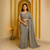 Elegant Dark Grey Georgette Saree with Small Motifs