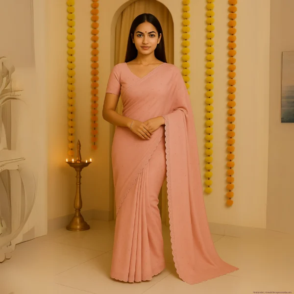 Elegant Dusty Rose Georgette Saree with Small Motifs