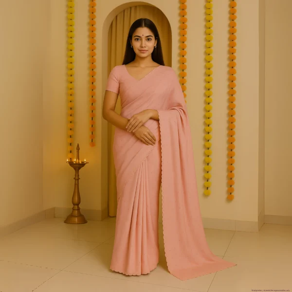 Elegant Dusty Rose Georgette Saree with Small Motifs