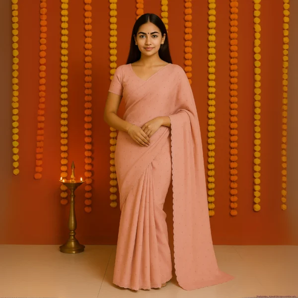Elegant Dusty Rose Georgette Saree with Small Motifs
