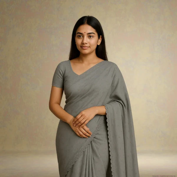 Elegant Dark Grey Georgette Saree with Small Motifs