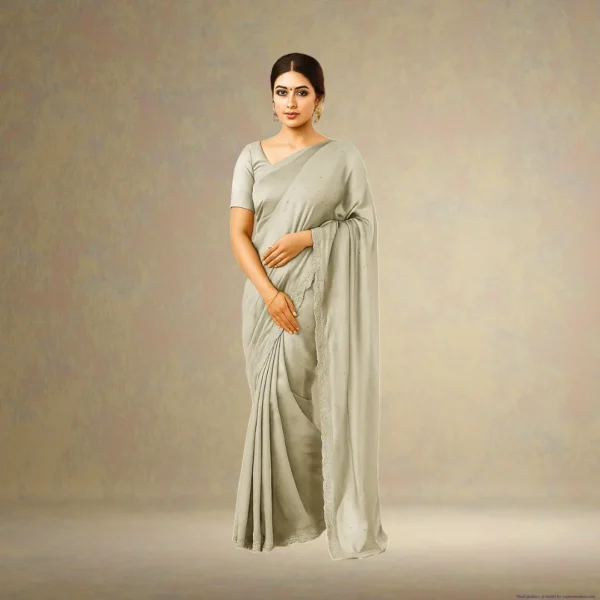 Elegant Grey Georgette Saree with Small Motifs