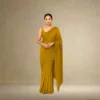 Elegant Golden Mustard Georgette Saree with Small Motifs