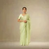 Elegant Soft Olive Georgette Saree with Small Motifs